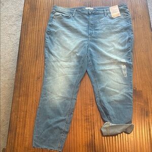 LC Lauren Conrad Blue Cropped Ankle Jeans with Vintage Wash